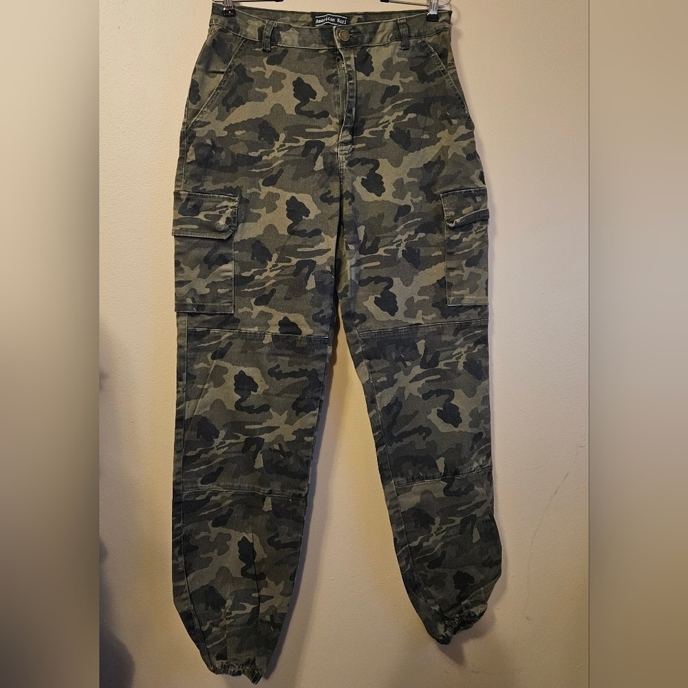 American Bazi Women's Size 1X Camo Joggers Pants Cargo Jeans Cotton Blend